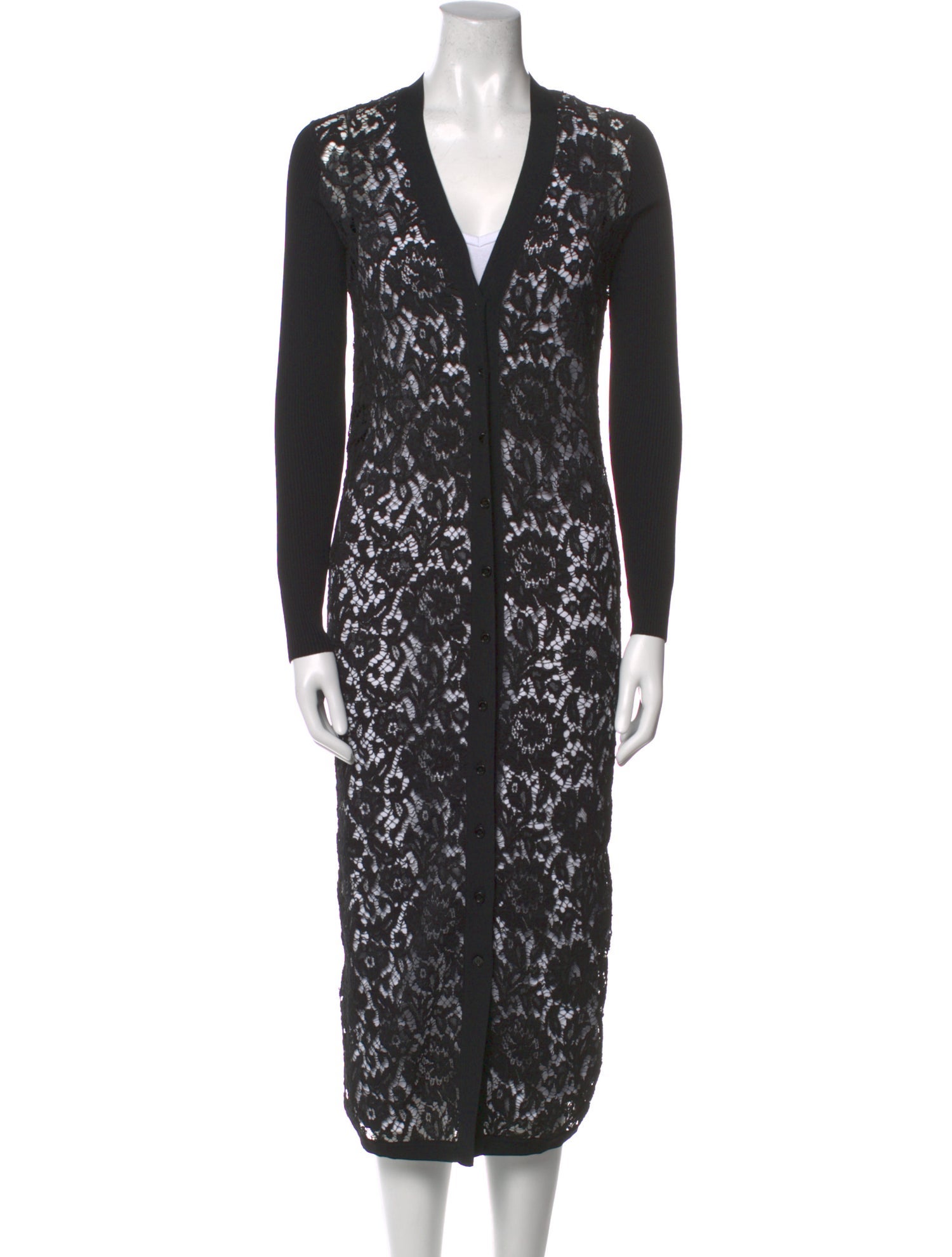 Valentino Lace Pattern V-Neck Sweater