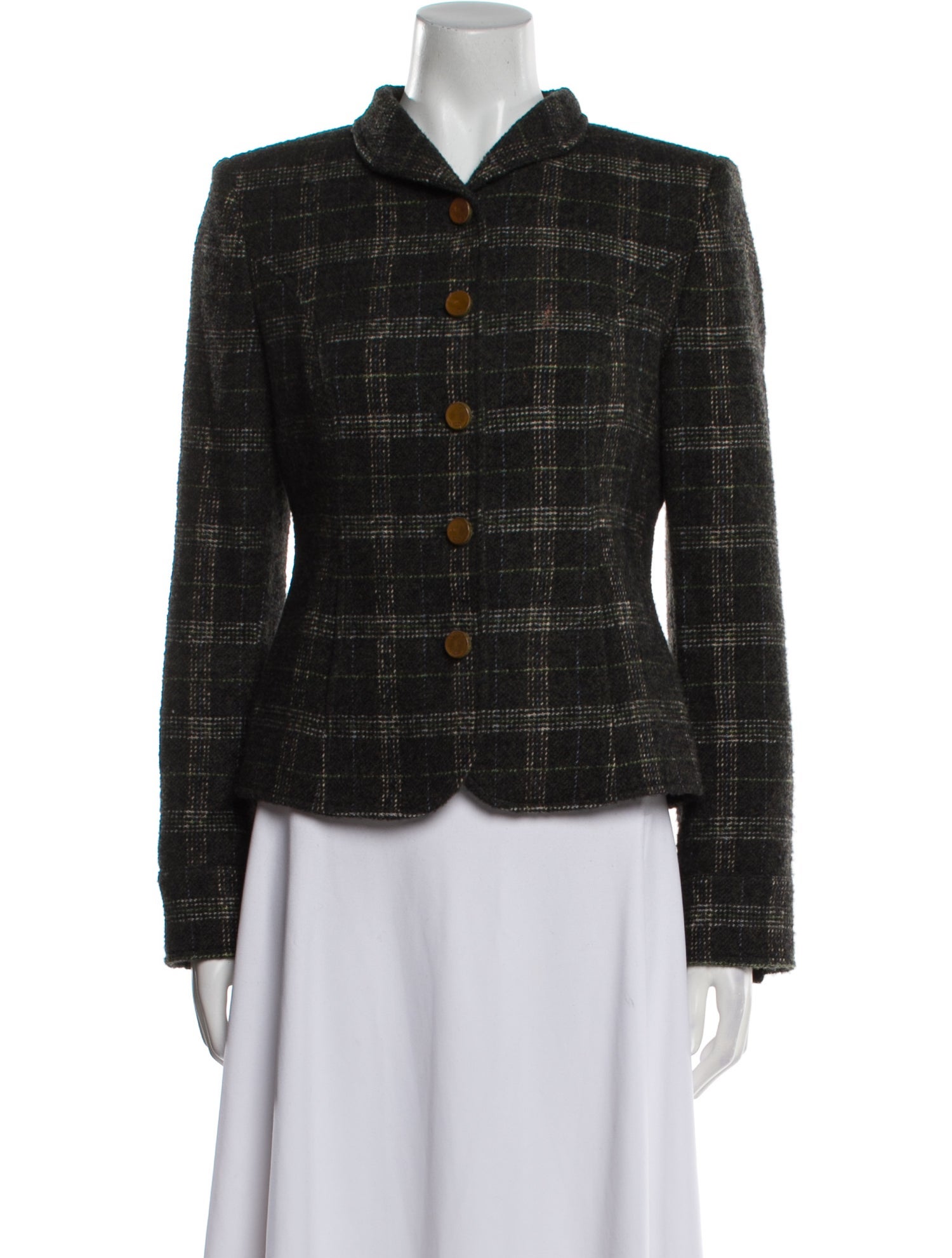 Valentino Wool Plaid Print Evening Jacket