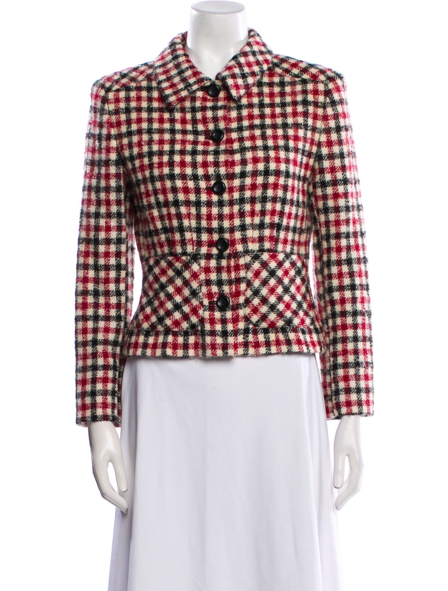 Valentino Virgin Wool Plaid Print Blazer