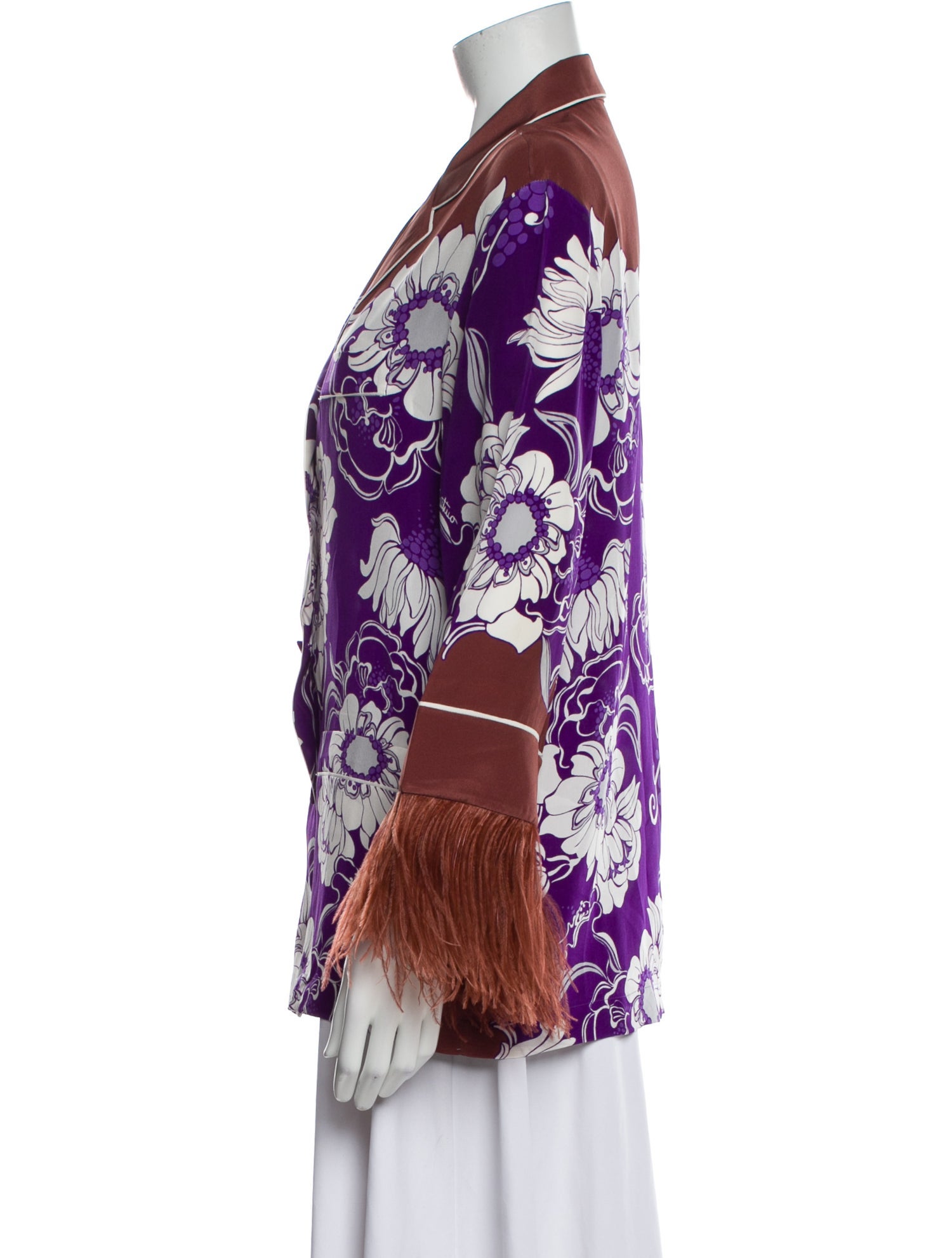 Valentino Silk Floral Print Button-Up Top