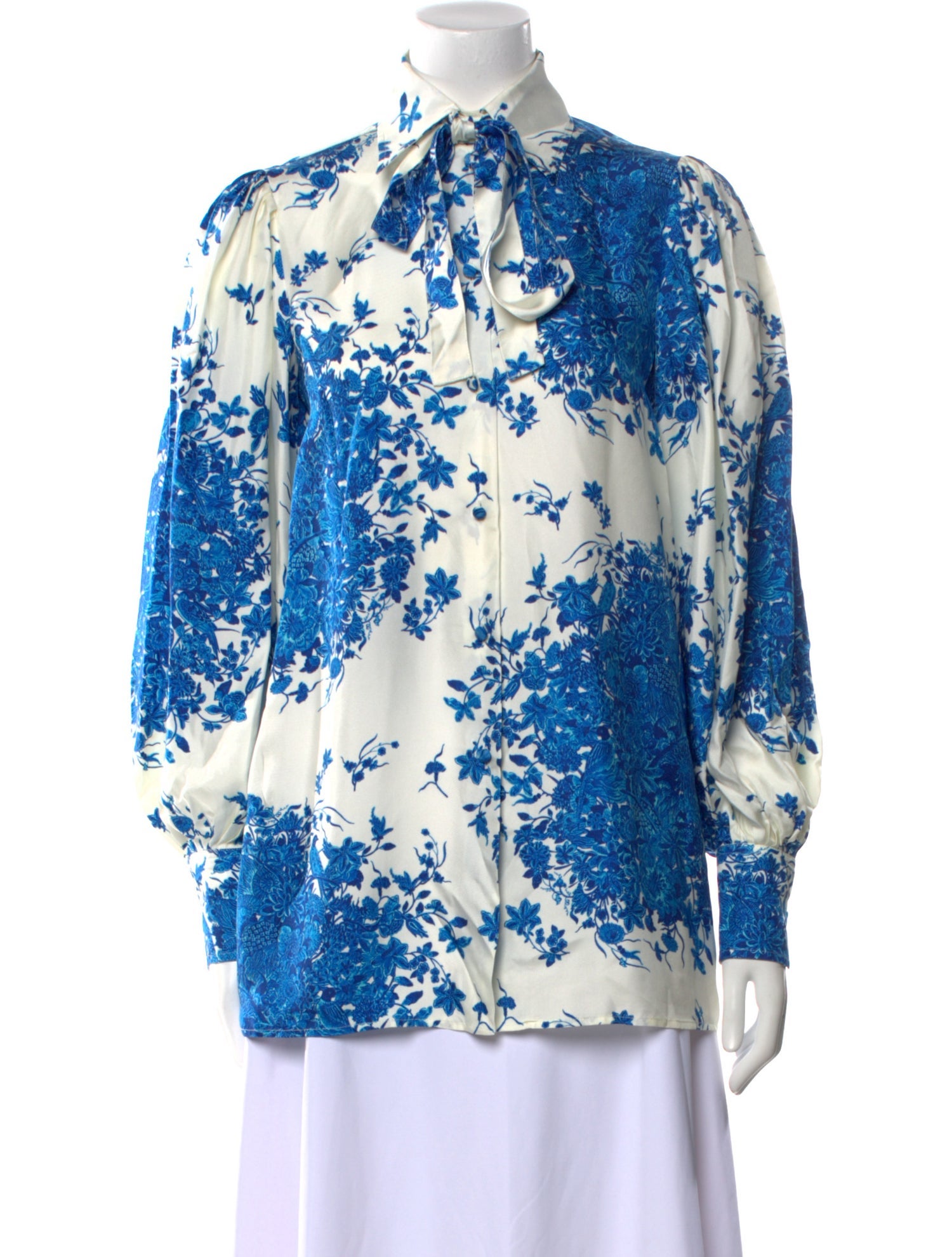 Valentino Silk Floral Print Button-Up Top