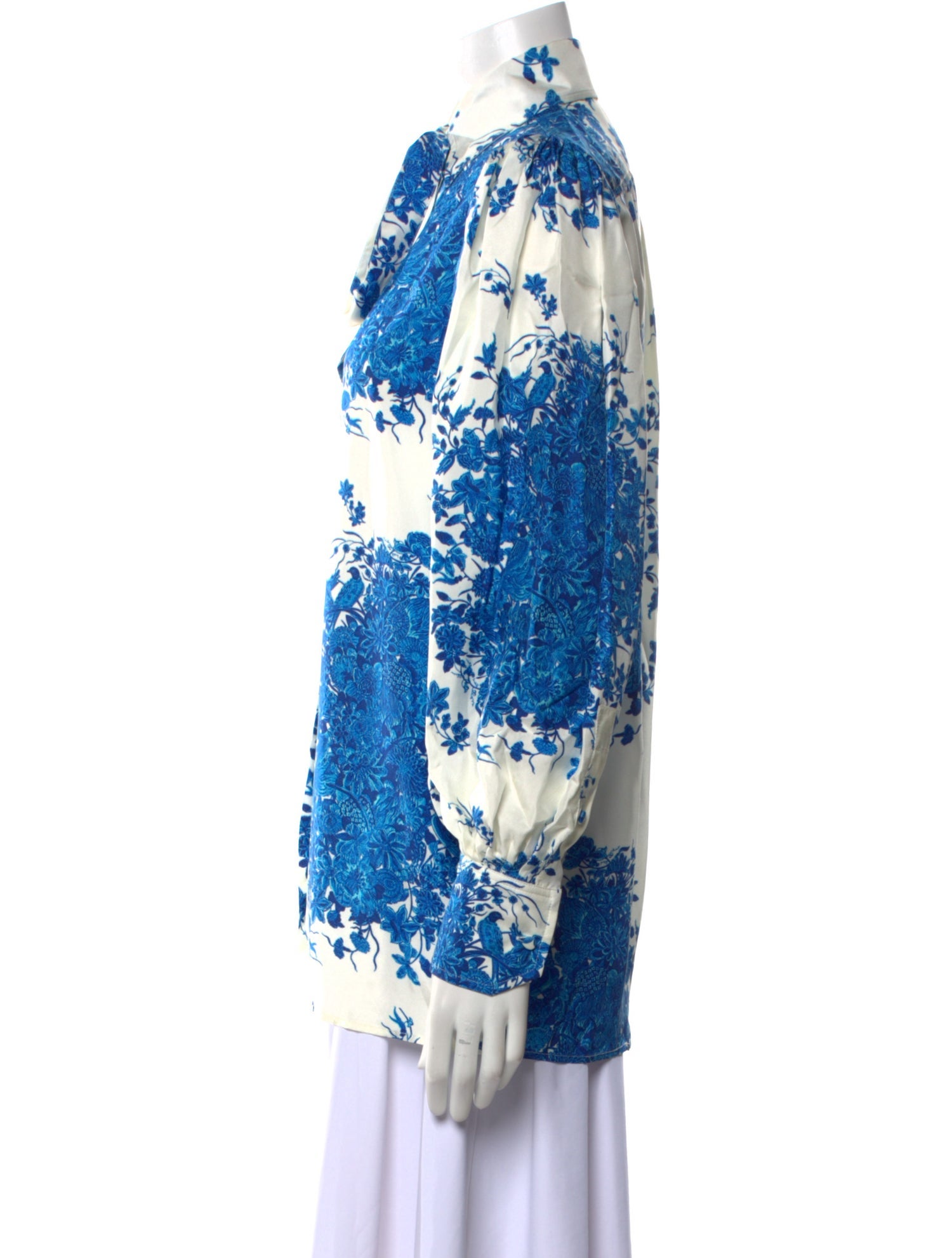 Valentino Silk Floral Print Button-Up Top