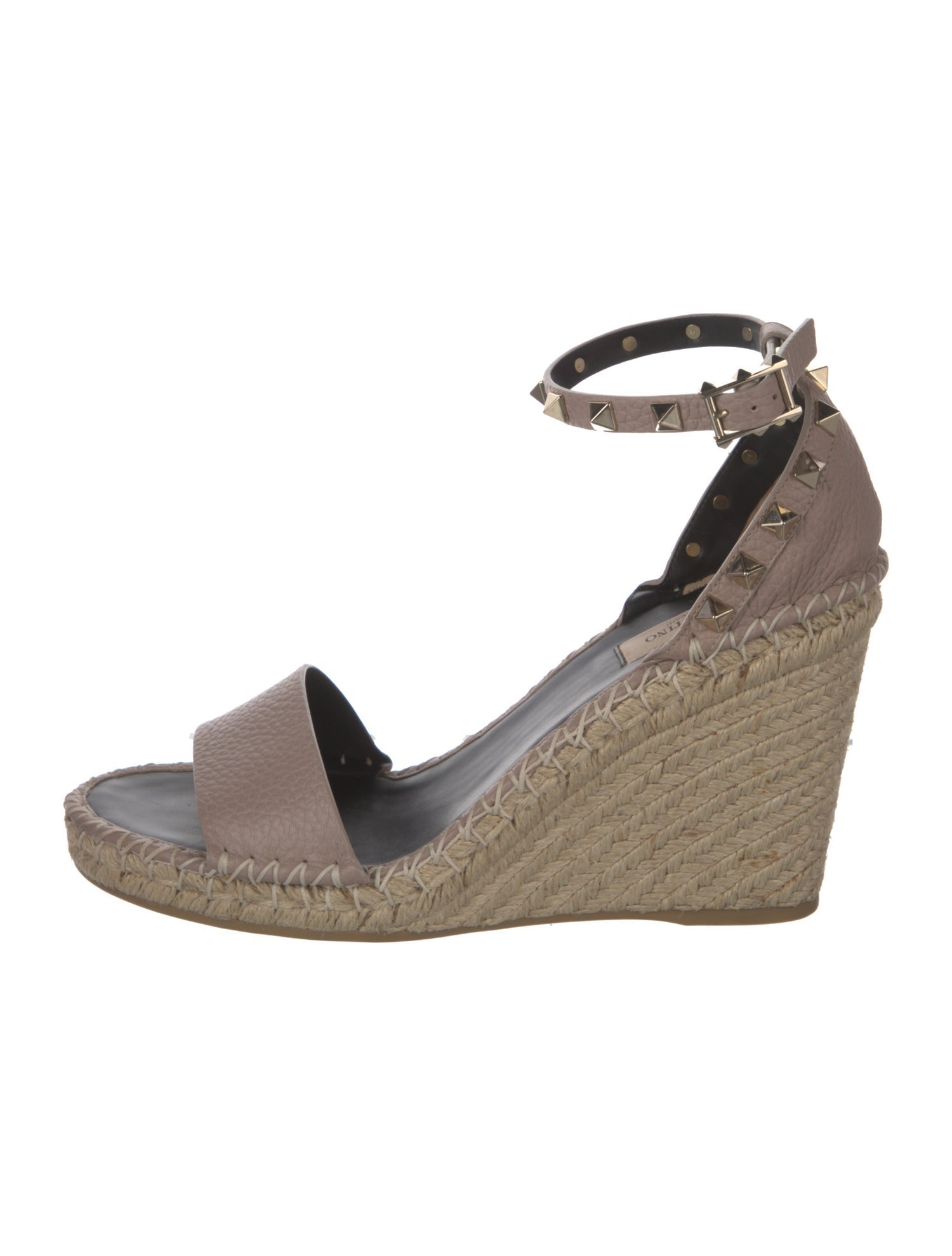 Valentino Rockstud Accents Leather Espadrilles