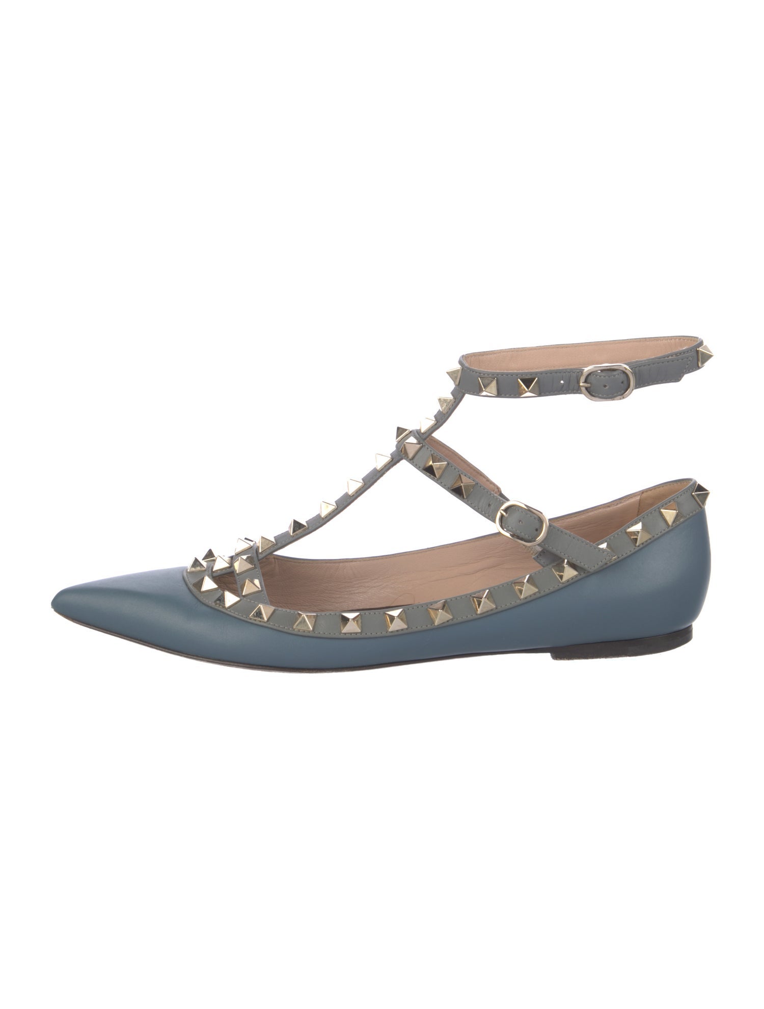 Valentino Rockstud Accents Leather Flats