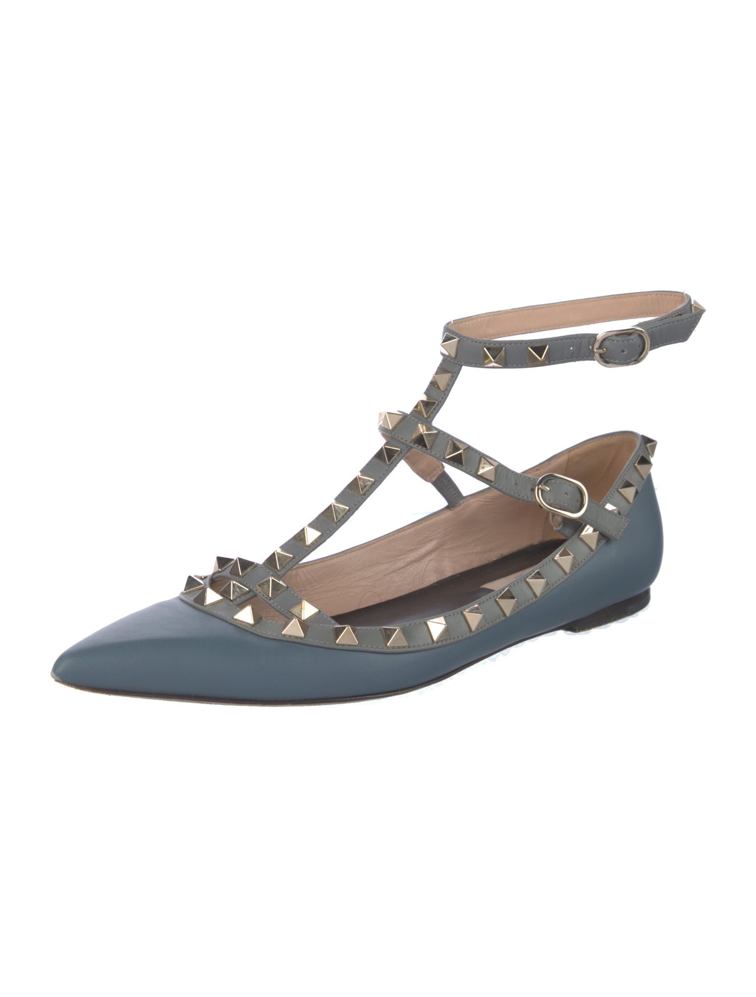 Valentino Rockstud Accents Leather Flats