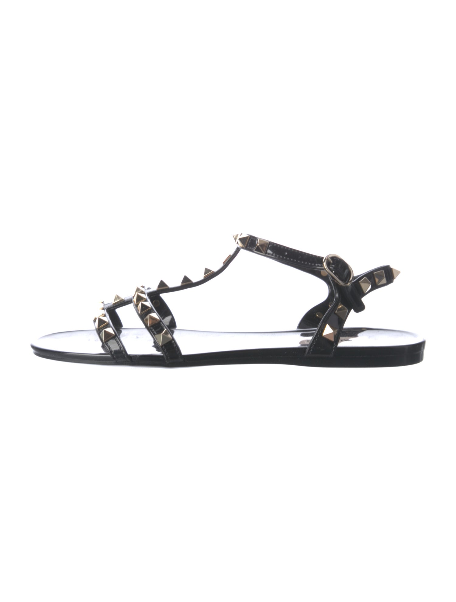 Valentino Rockstud Accents Rubber T-Strap Sandals