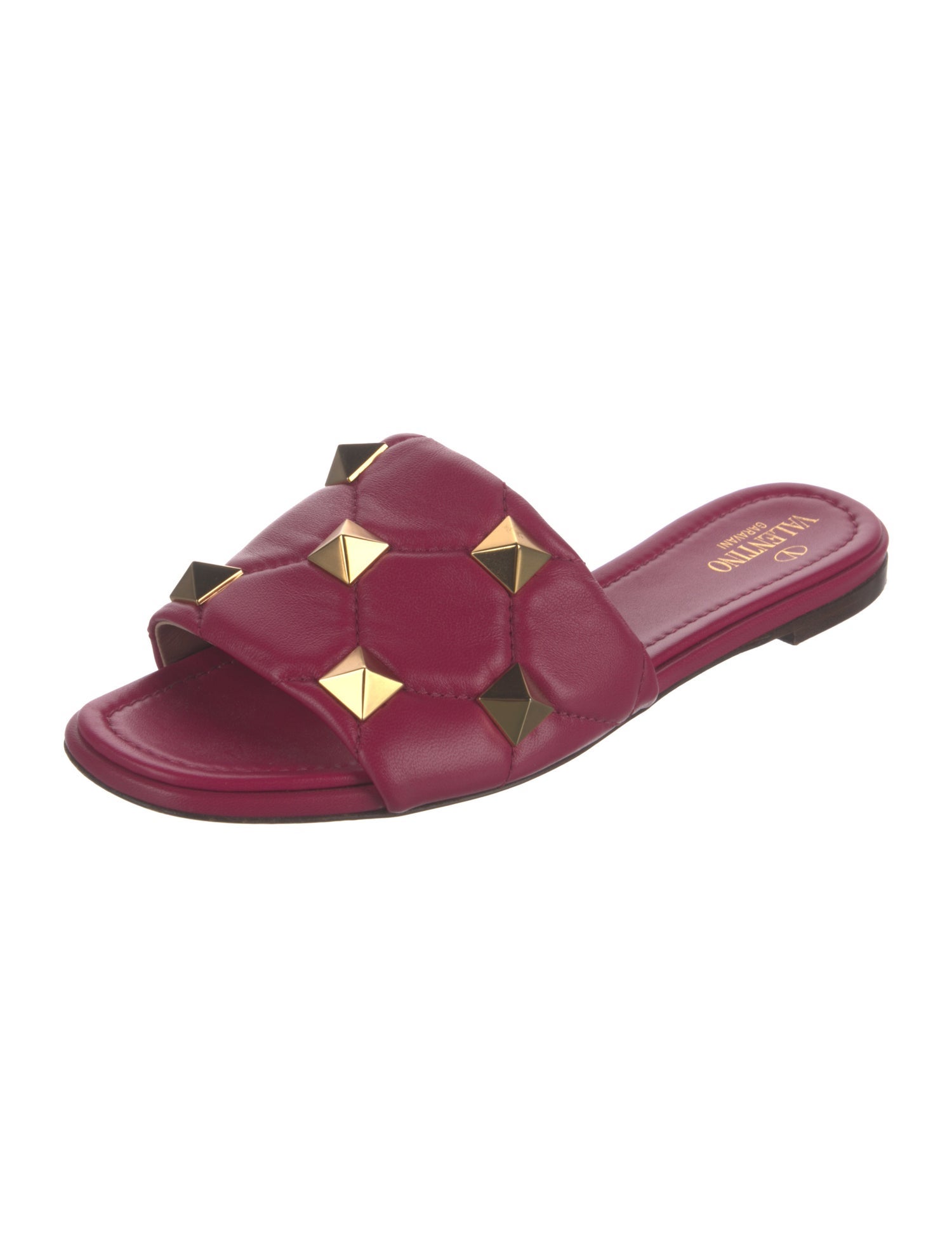 Valentino Quilted Pattern Leather Slides