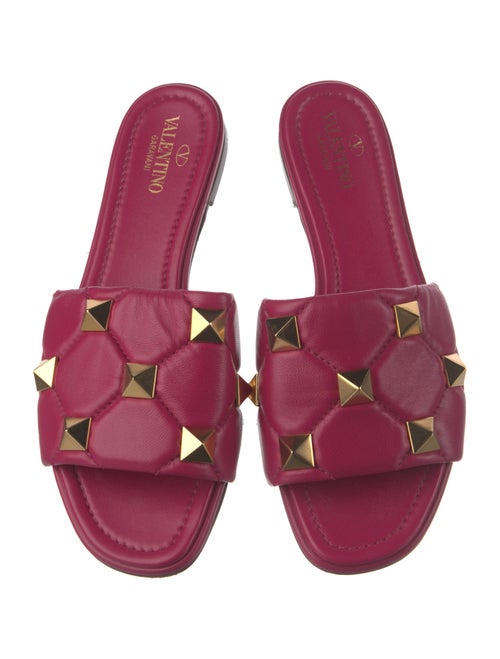 Valentino Quilted Pattern Leather Slides