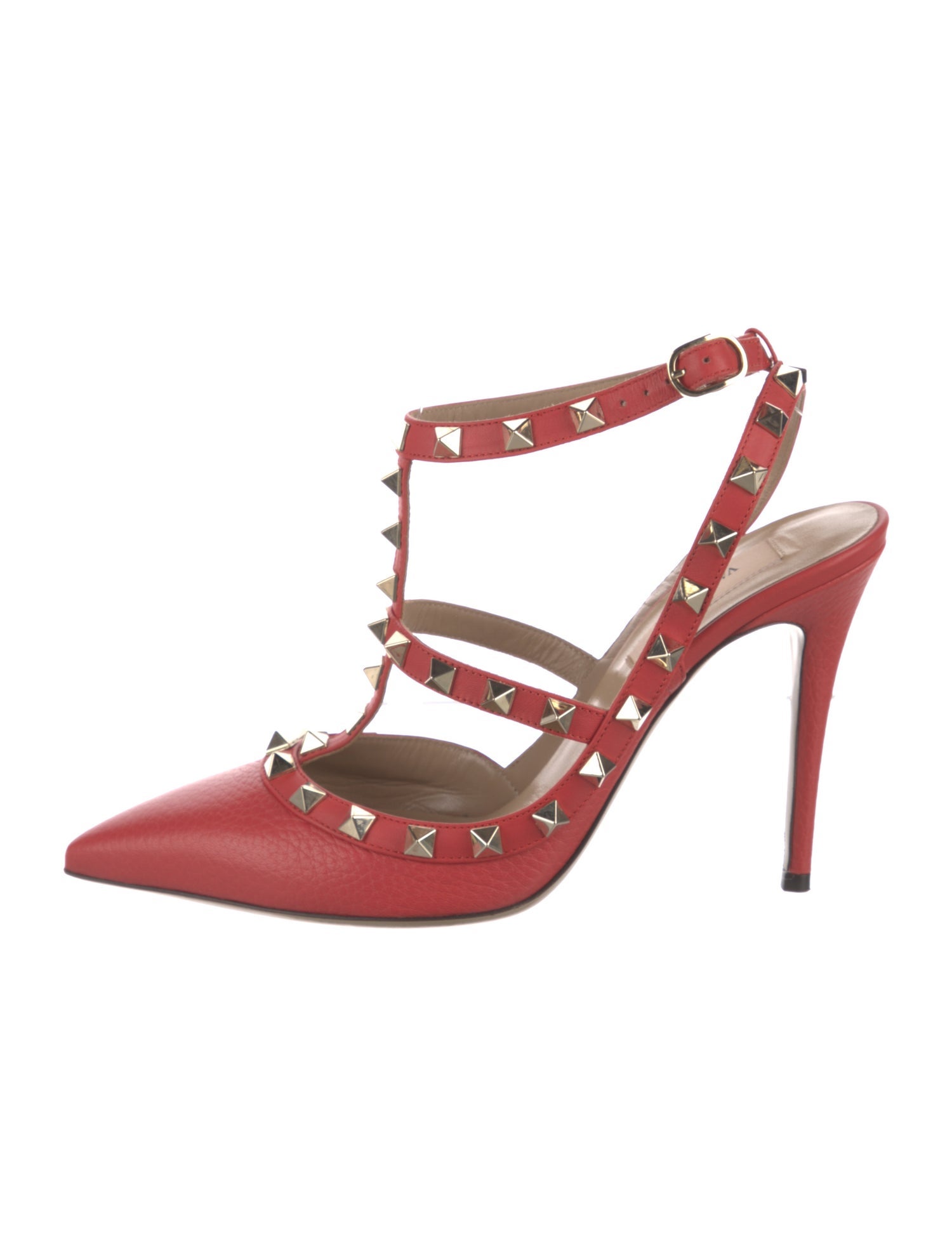 Valentino Rockstud Accents Leather T-Strap Pumps