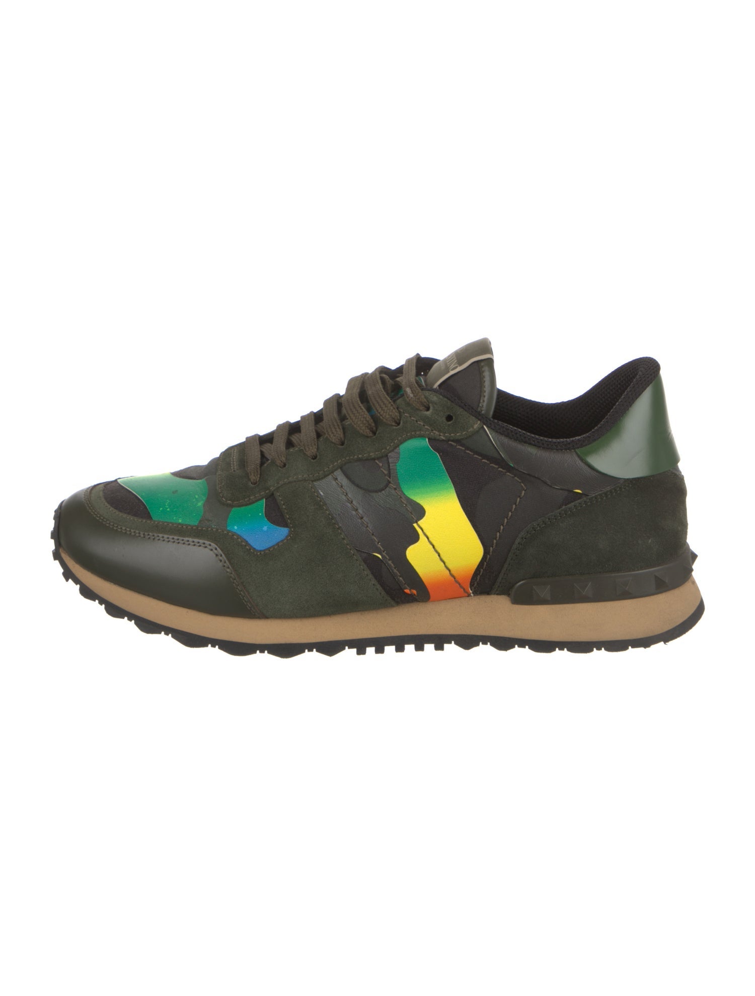 Valentino Rockstud Accents Leather Sneakers