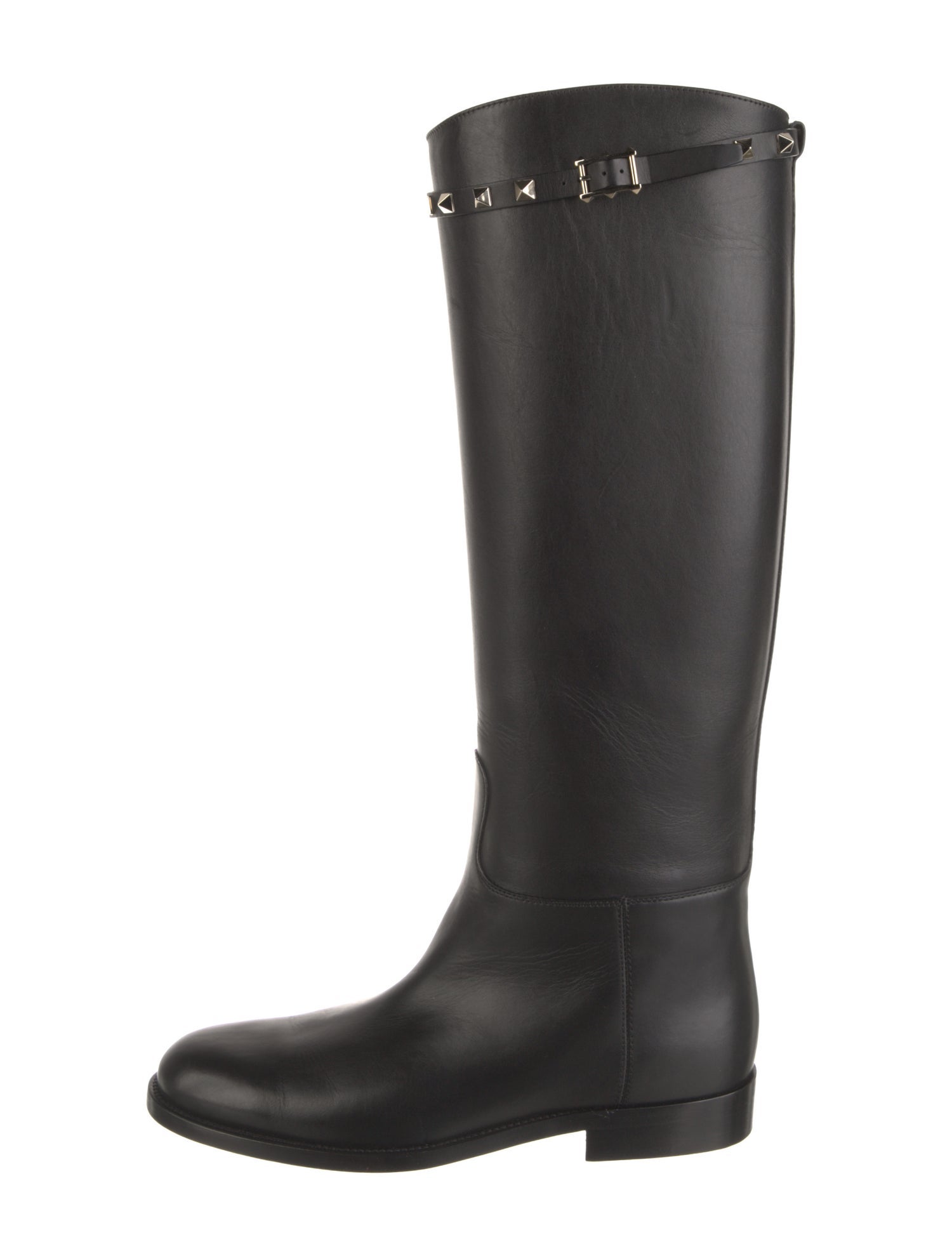 Valentino Rockstud Accents Leather Riding Boots