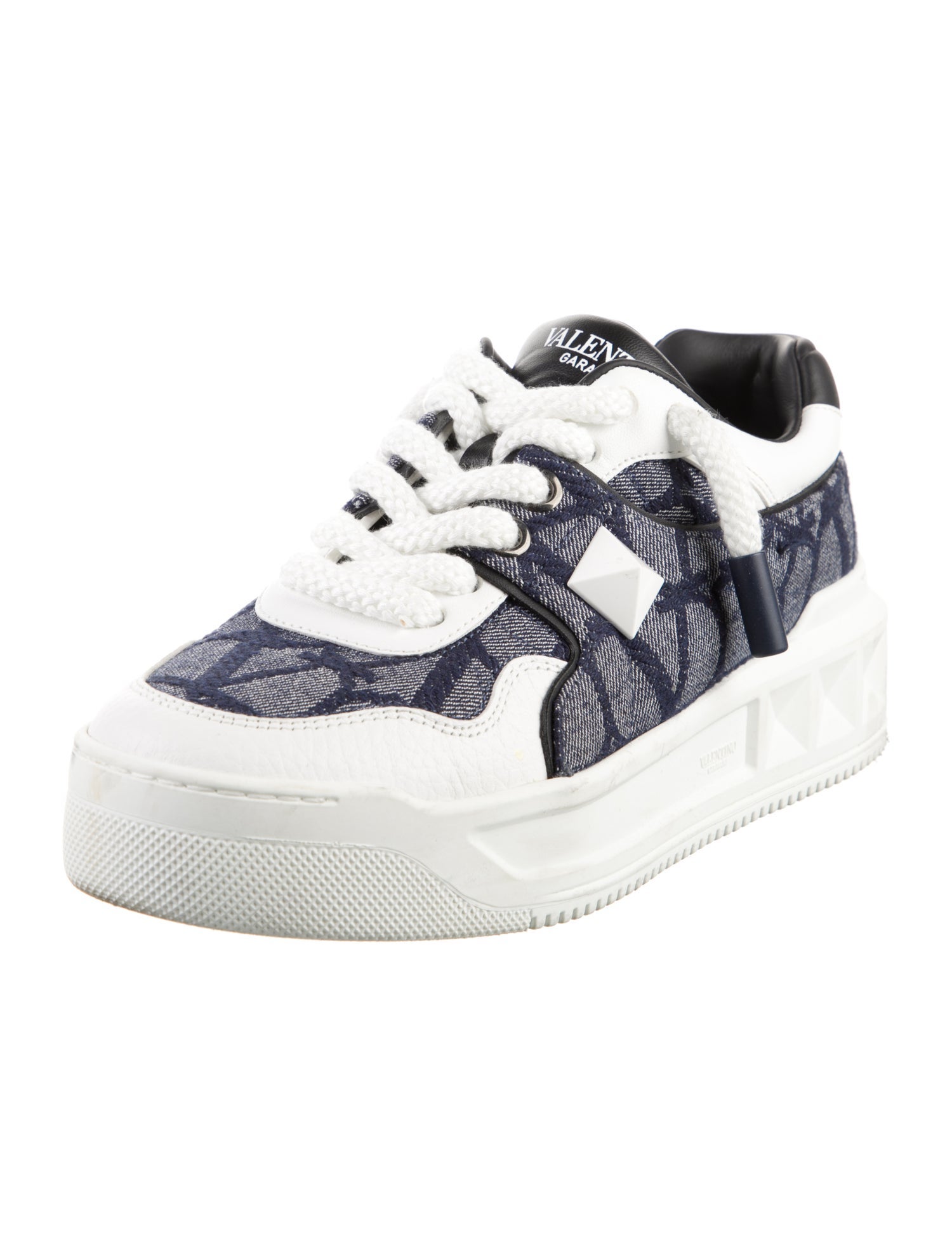 Valentino Rockstud Accents Denim Sneakers