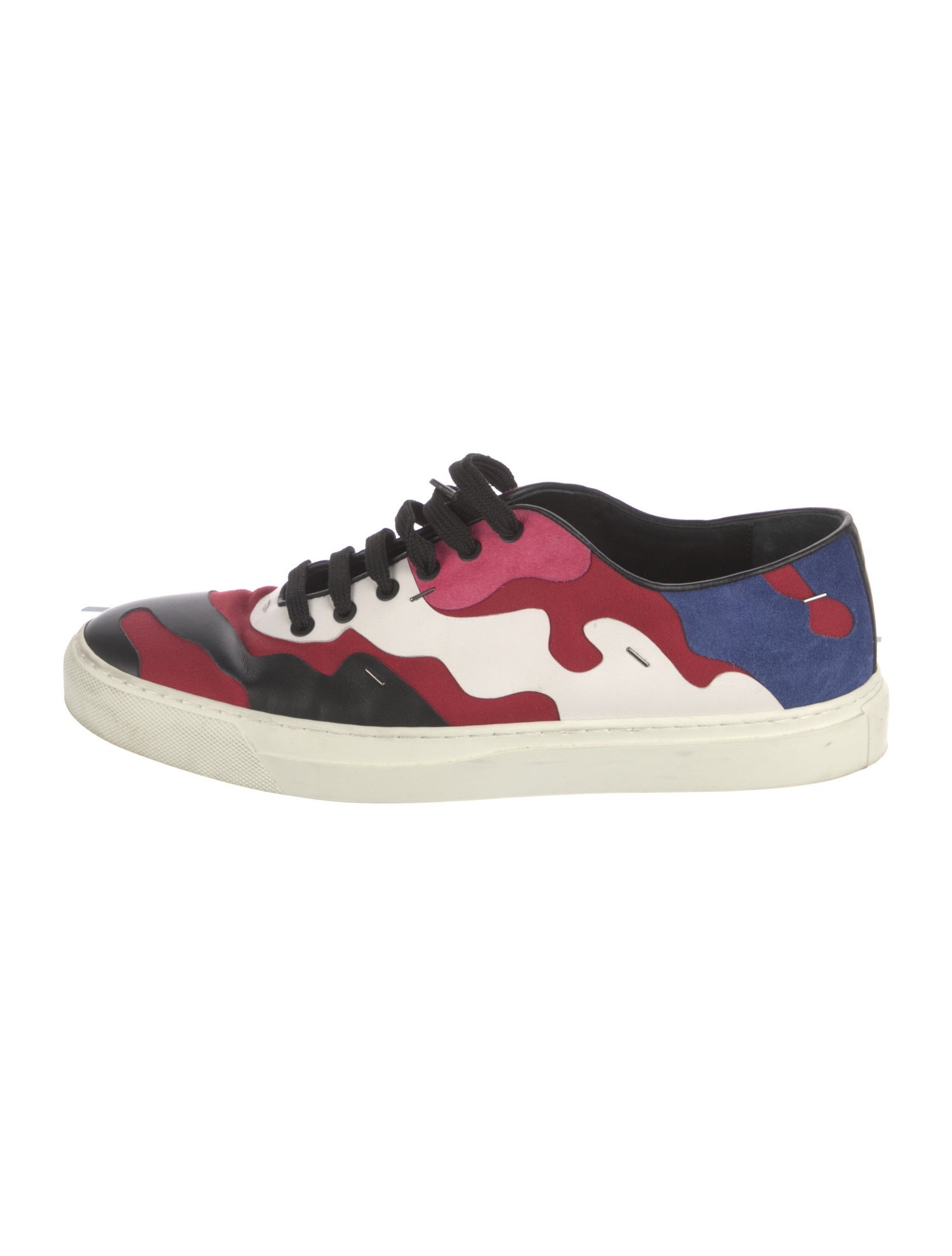 Valentino Leather Colorblock Pattern Sneakers