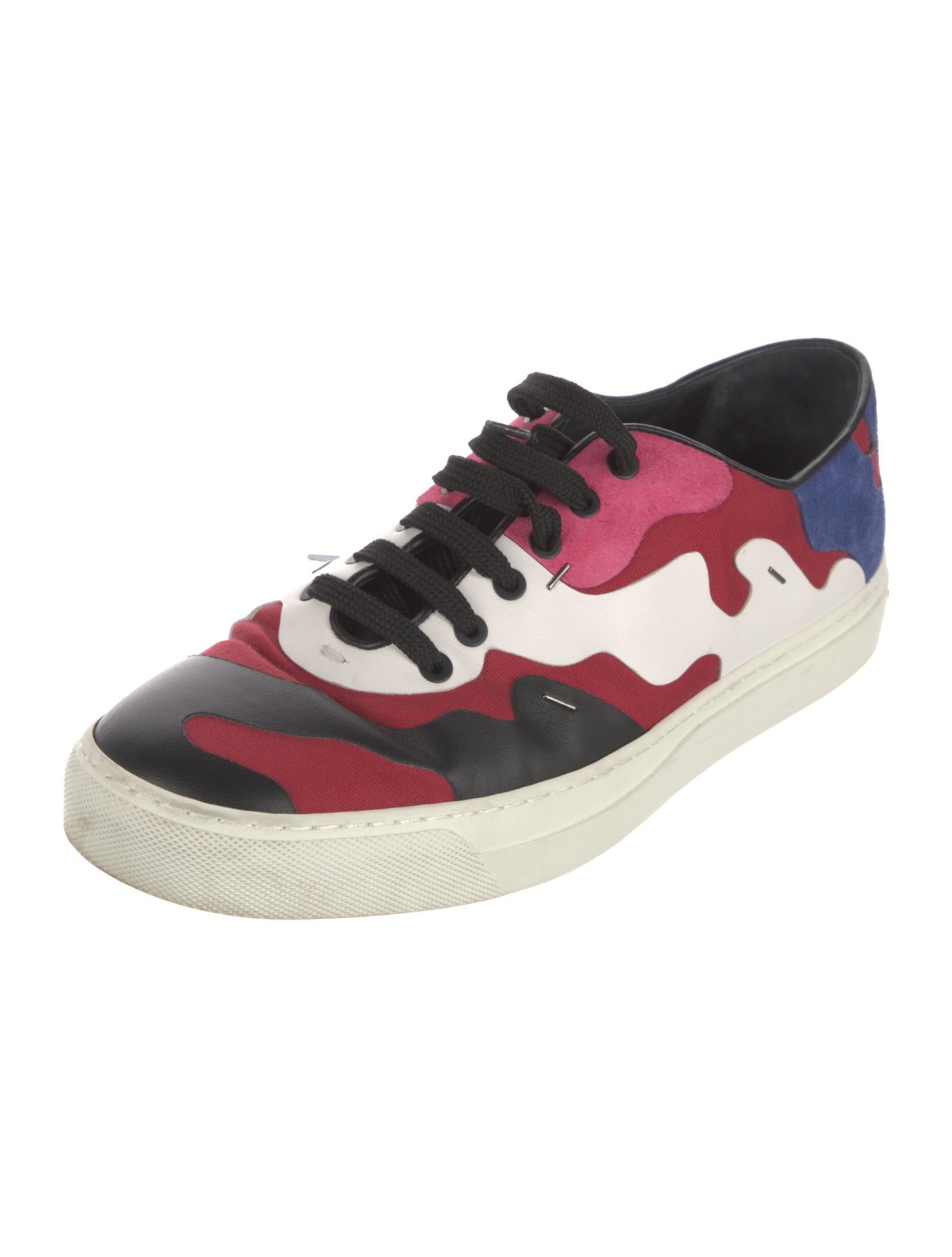 Valentino Leather Colorblock Pattern Sneakers