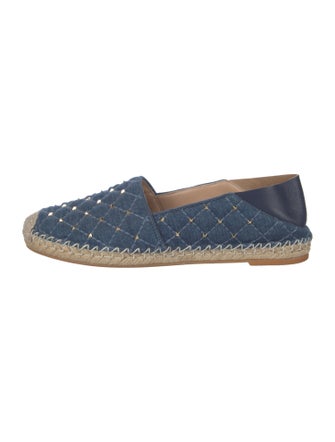 Valentino Rockstud Accents Denim Espadrilles