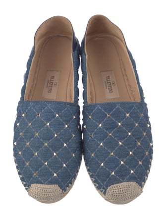 Valentino Rockstud Accents Denim Espadrilles
