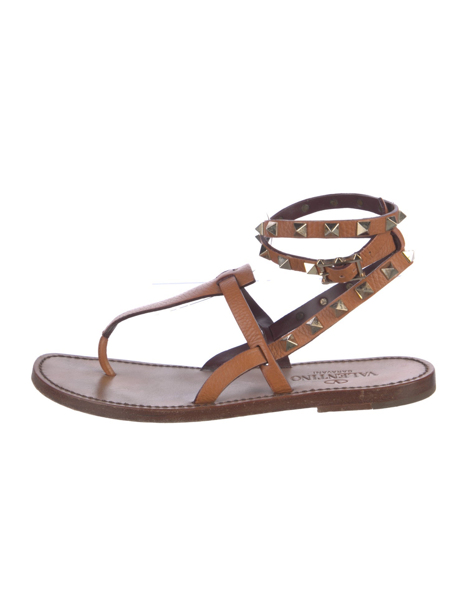 Valentino Rockstud Accents Leather Slingback Flats