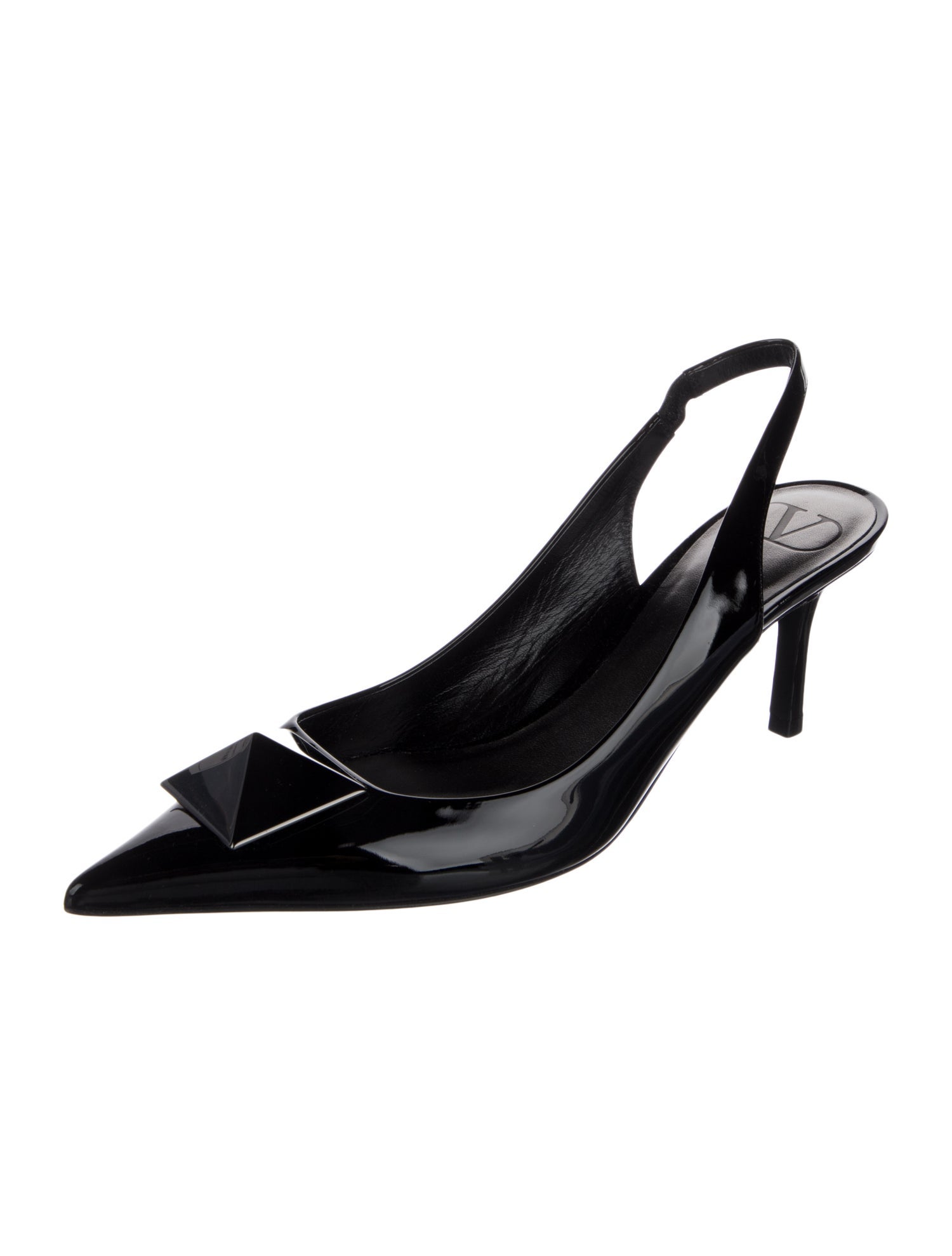 Valentino Rockstud Accents Patent Leather Slingback Pumps