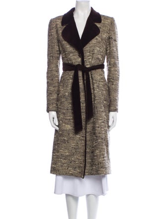 Valentino Wool Tweed Pattern Faux Fur Coat