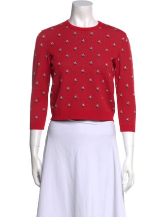 Valentino Printed Crew Neck Crop Top