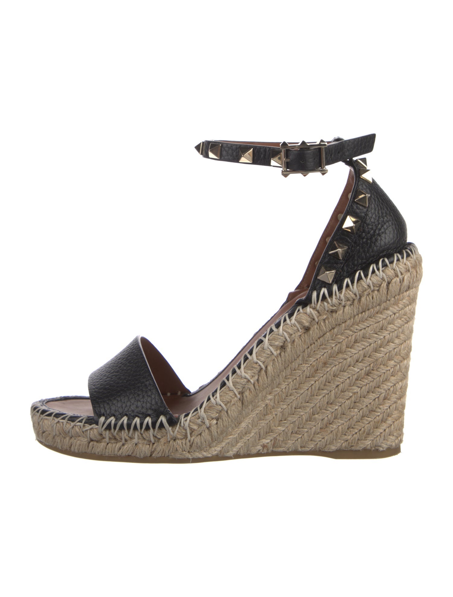 Valentino Rockstud Accents Leather Espadrilles