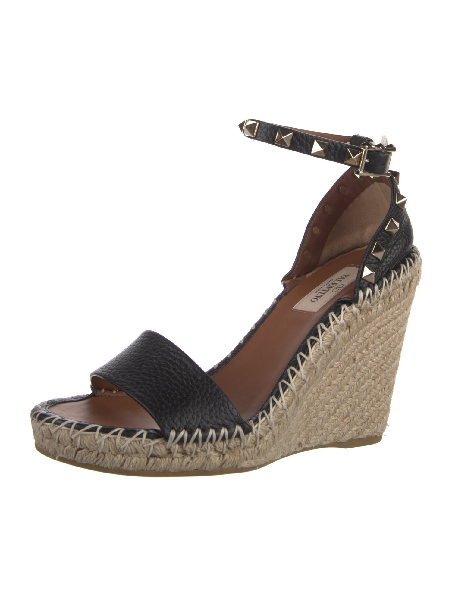 Valentino Rockstud Accents Leather Espadrilles