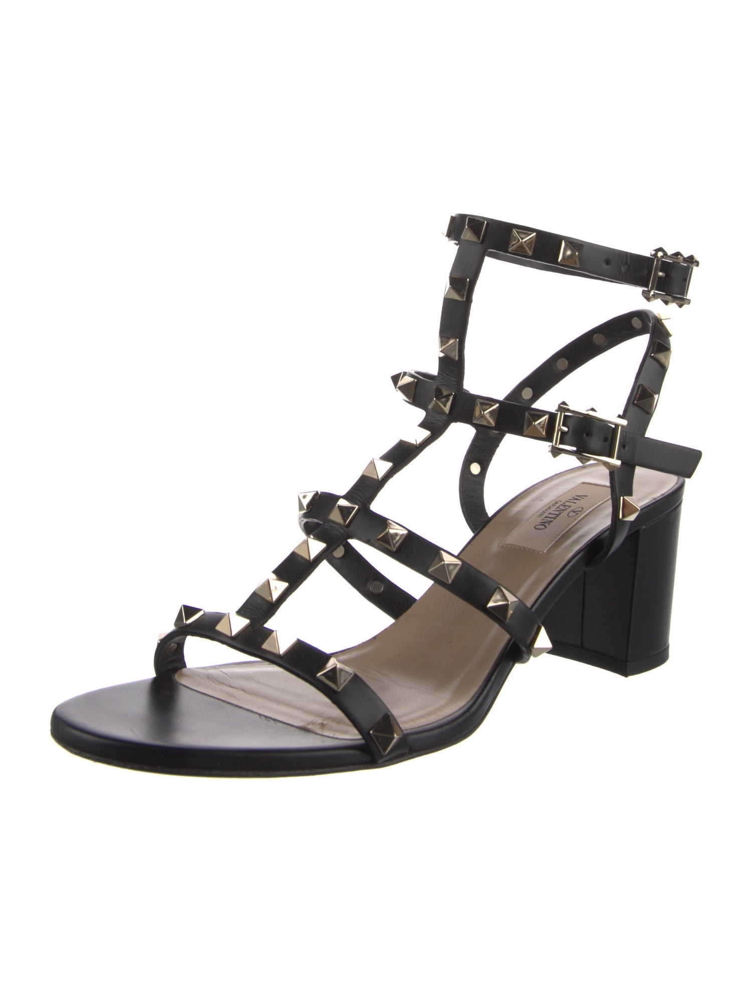 Valentino Rockstud Accents Leather Gladiator Sandals