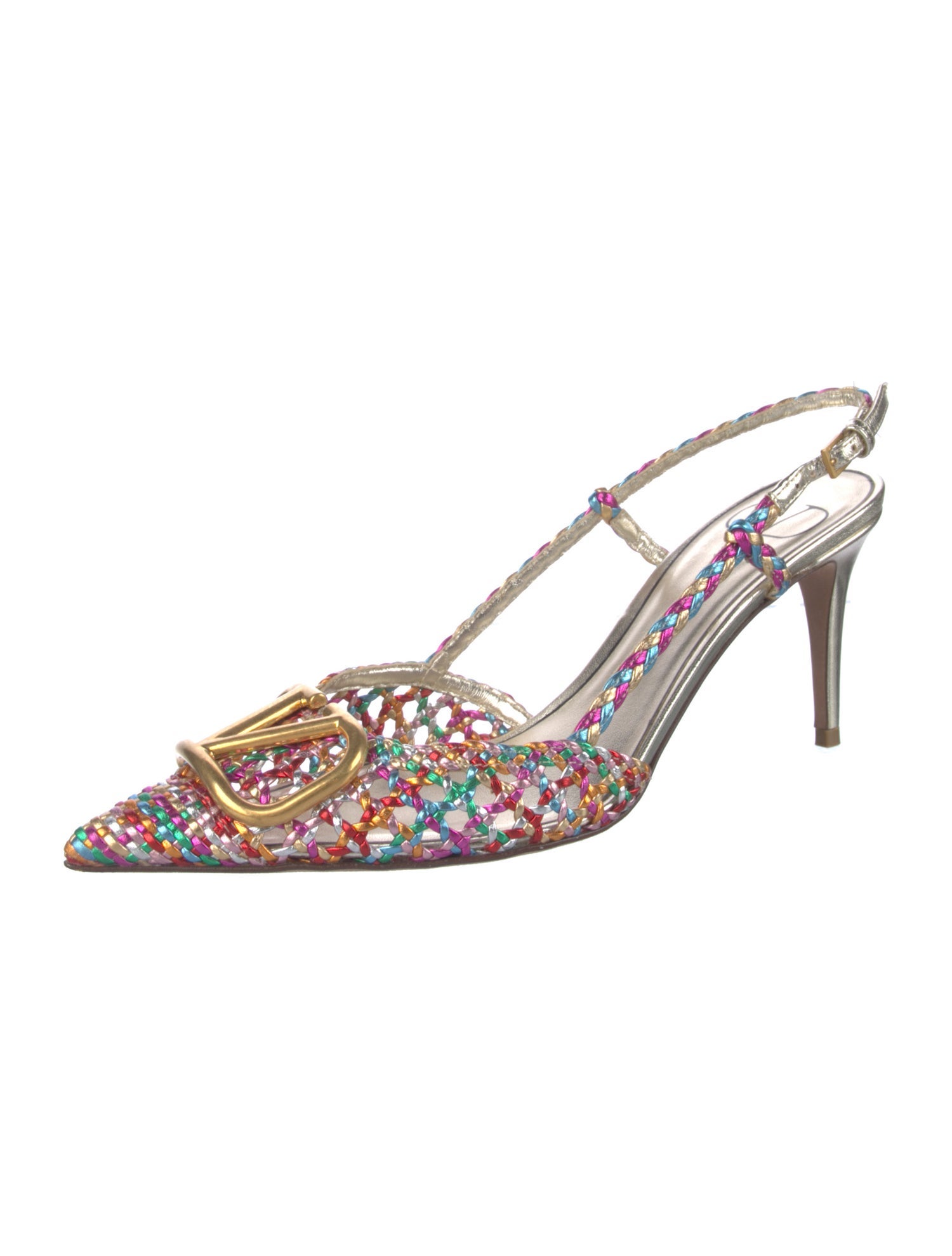 Valentino Leather Patterned Slingback Pumps