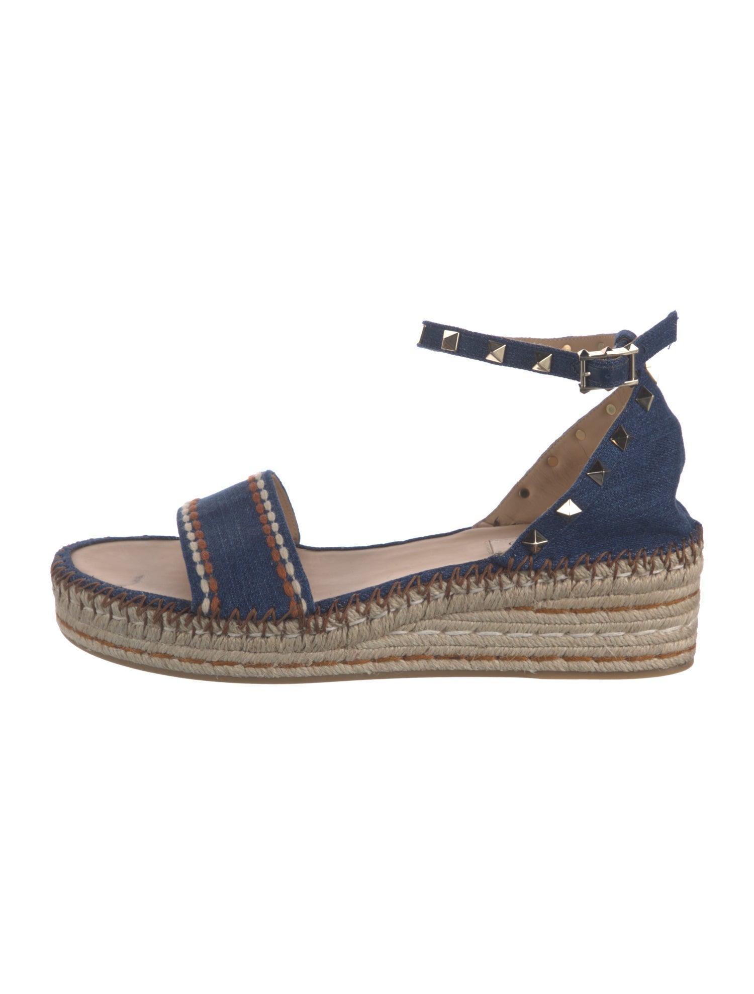 Valentino Rockstud Accents Leather Espadrilles