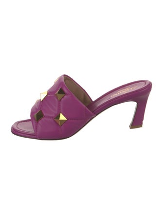 Valentino Leather Studded Accents Slides