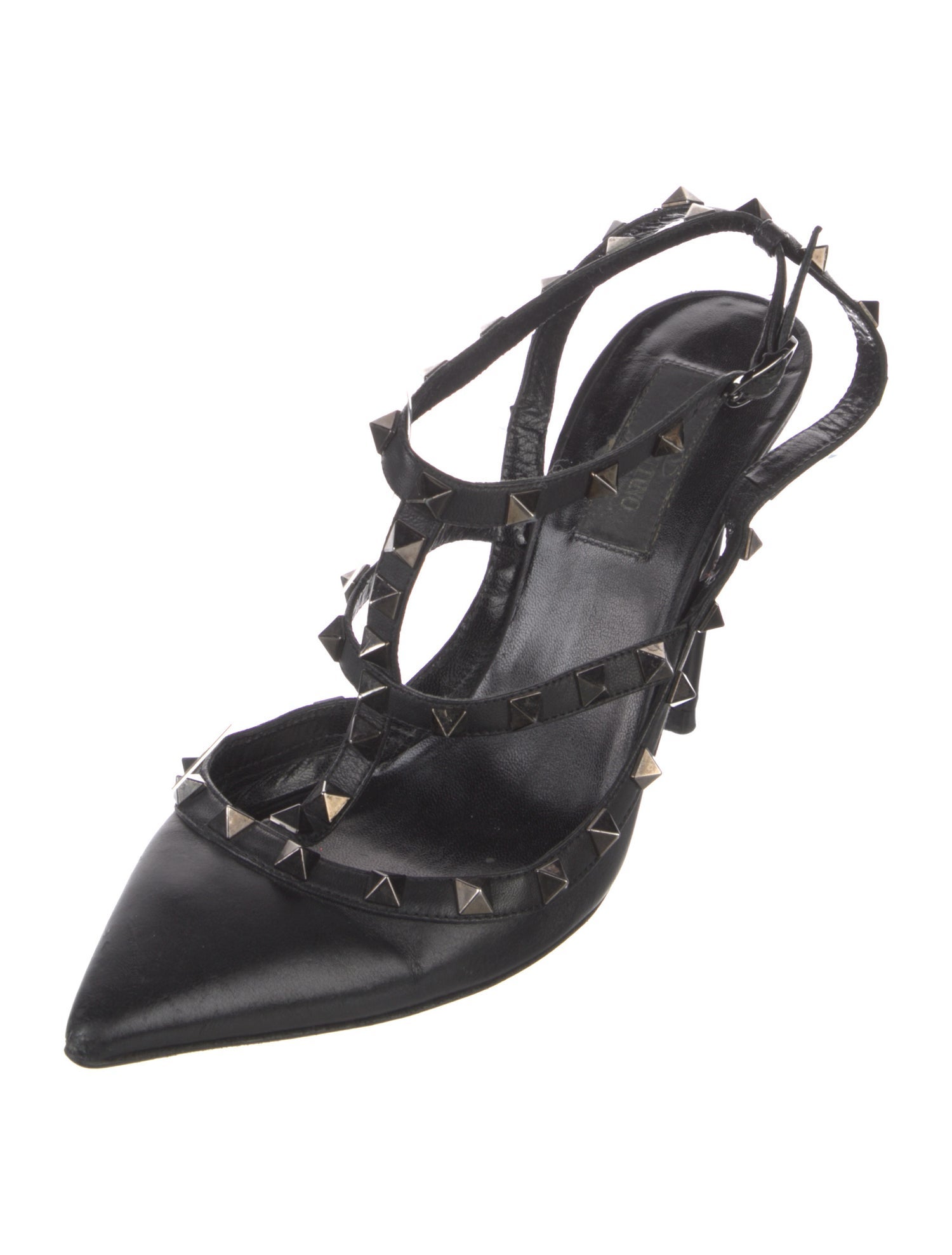 Valentino Rockstud Accents Leather T-Strap Pumps