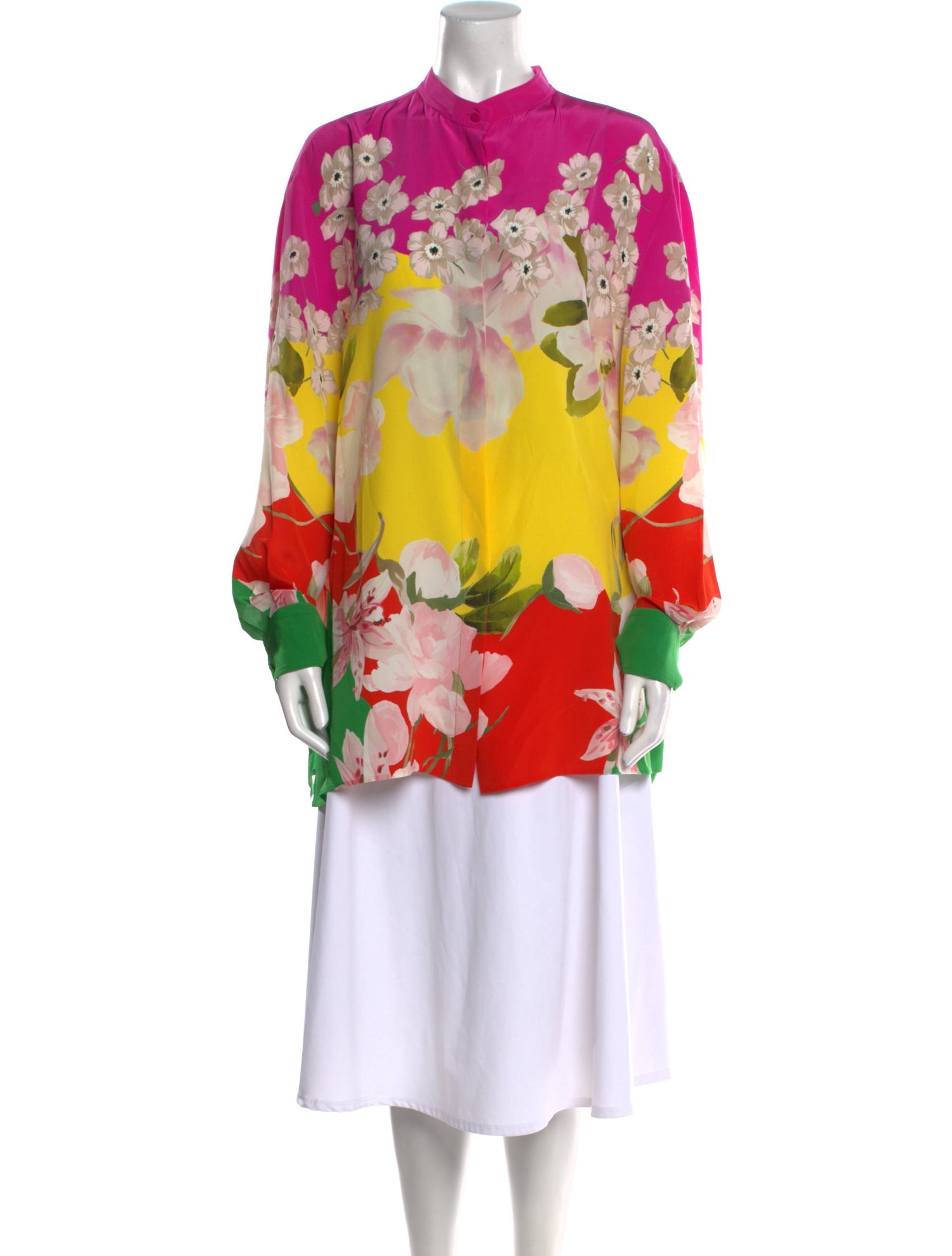 Valentino Floral Print Mock Neck Tunic