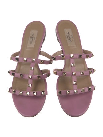 Valentino Rockstud Accents Leather Slides