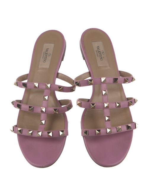Valentino Rockstud Accents Leather Slides