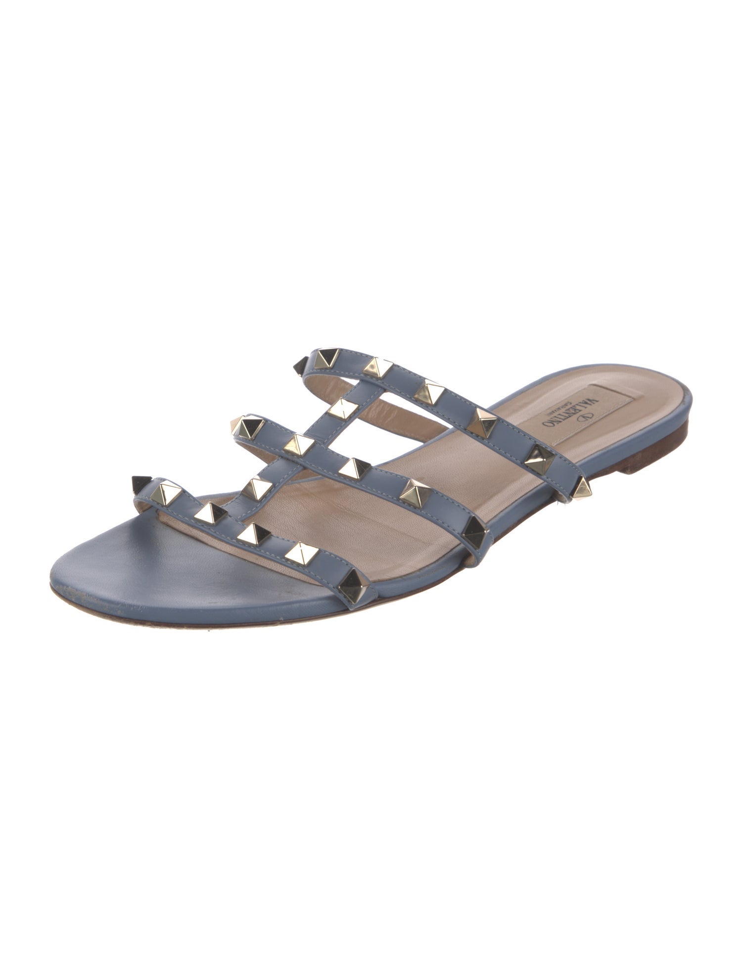 Valentino Rockstud Accents Leather Slides