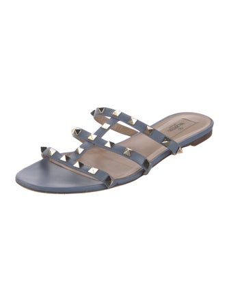 Valentino Rockstud Accents Leather Slides