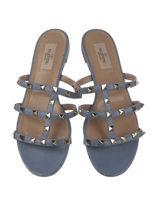 Valentino Rockstud Accents Leather Slides