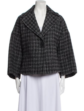 Valentino Virgin Wool Plaid Print Jacket