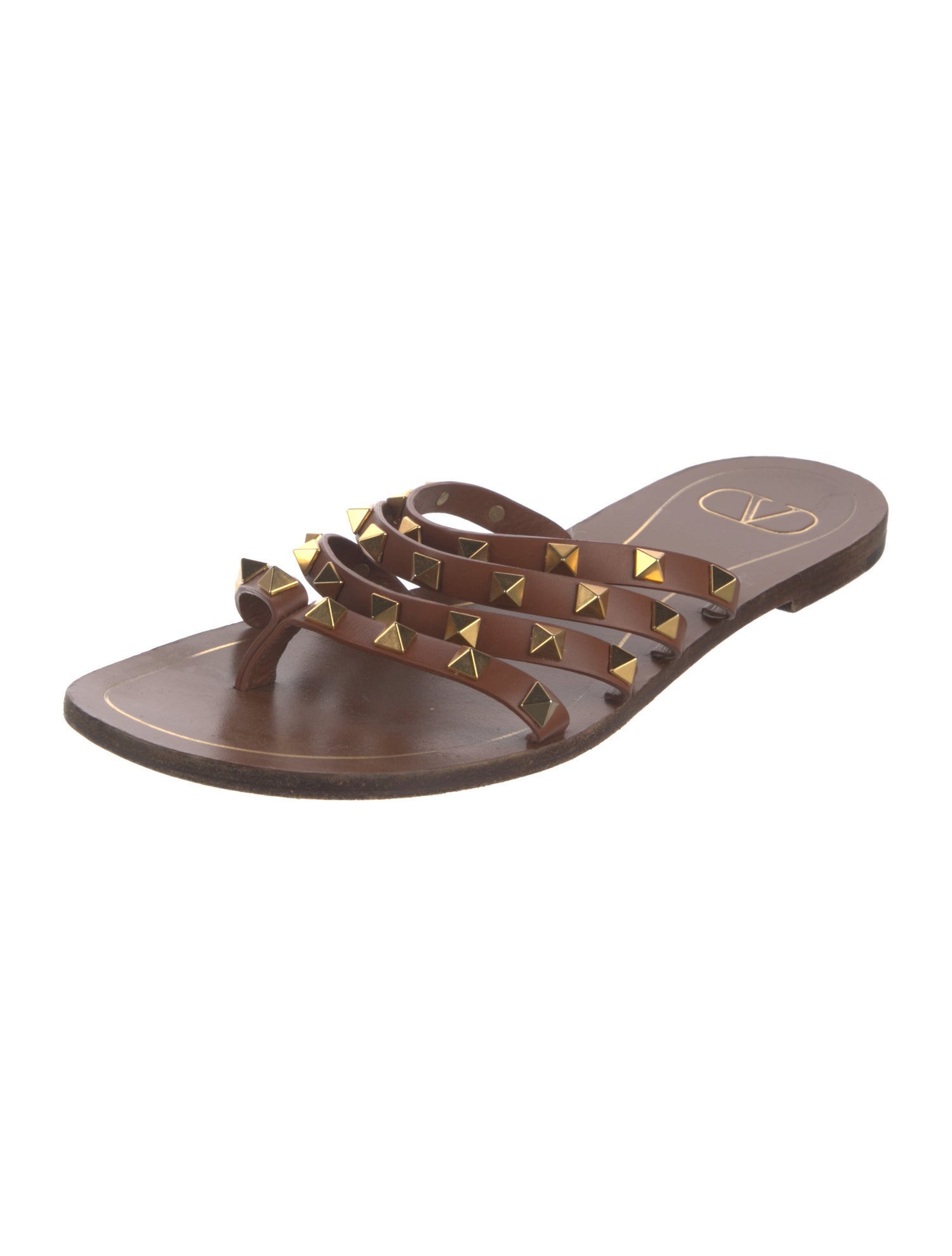 Valentino Rockstud Accents Leather Slides