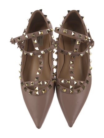 Valentino Rockstud Accents Leather Flats