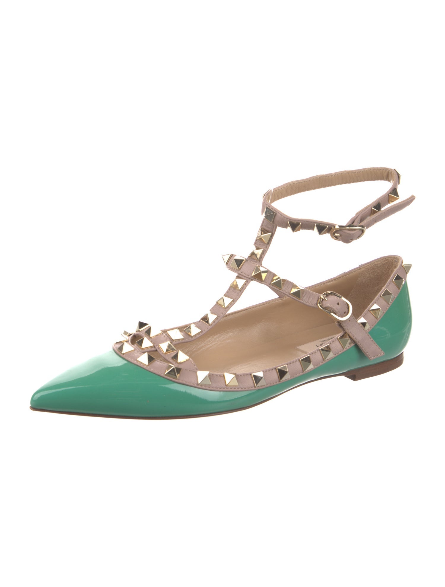 Valentino Rockstud Accents Patent Leather Flats
