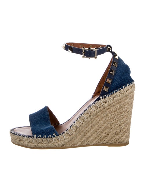 Valentino Rockstud Accents Denim Espadrilles