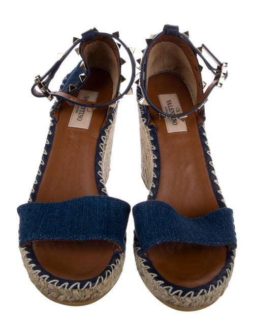 Valentino Rockstud Accents Denim Espadrilles