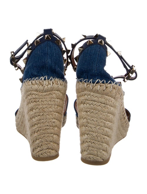 Valentino Rockstud Accents Denim Espadrilles