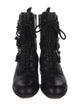 Valentino Leather Embroidered Accent Combat Boots