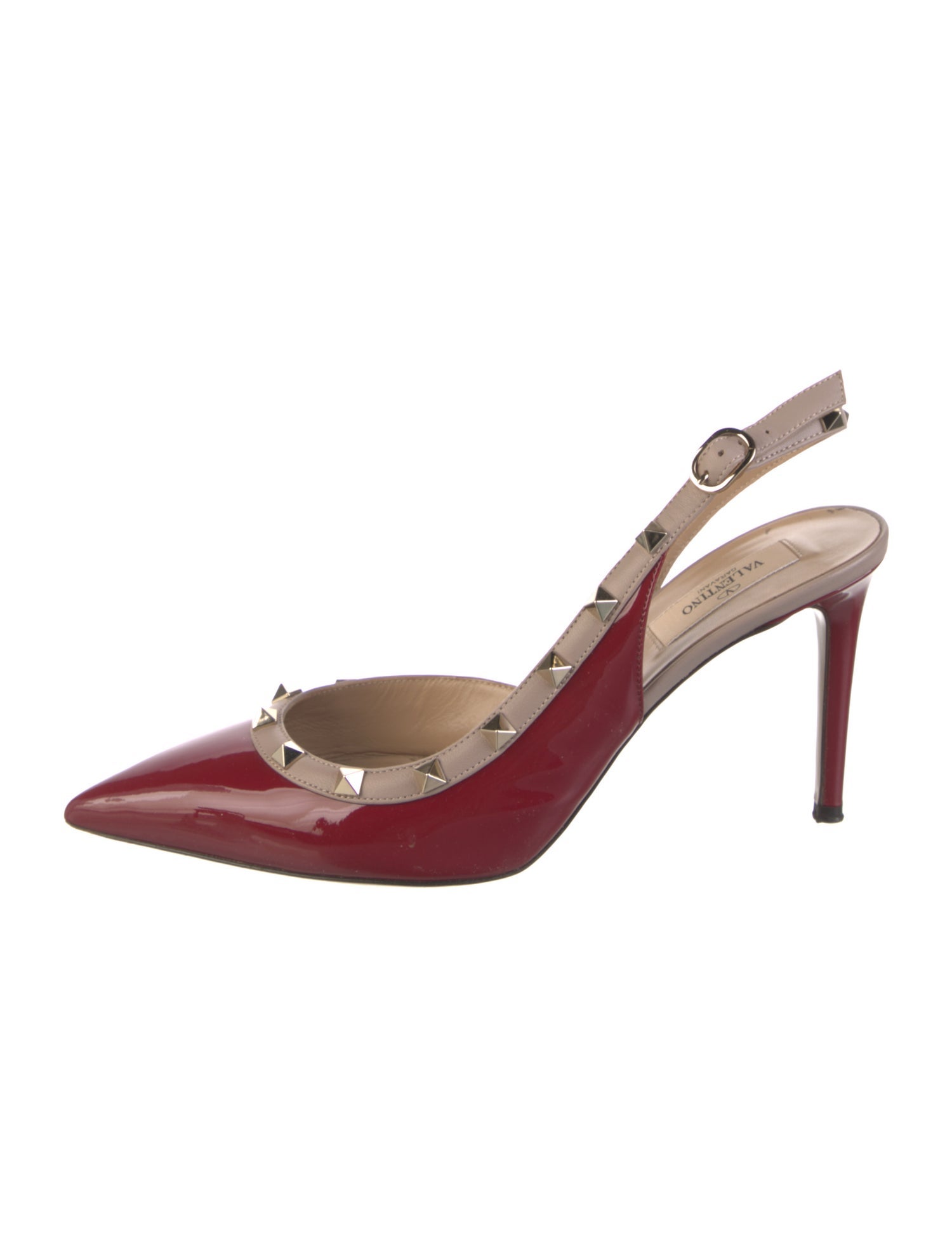 Valentino Rockstud Accents Patent Leather Slingback Pumps