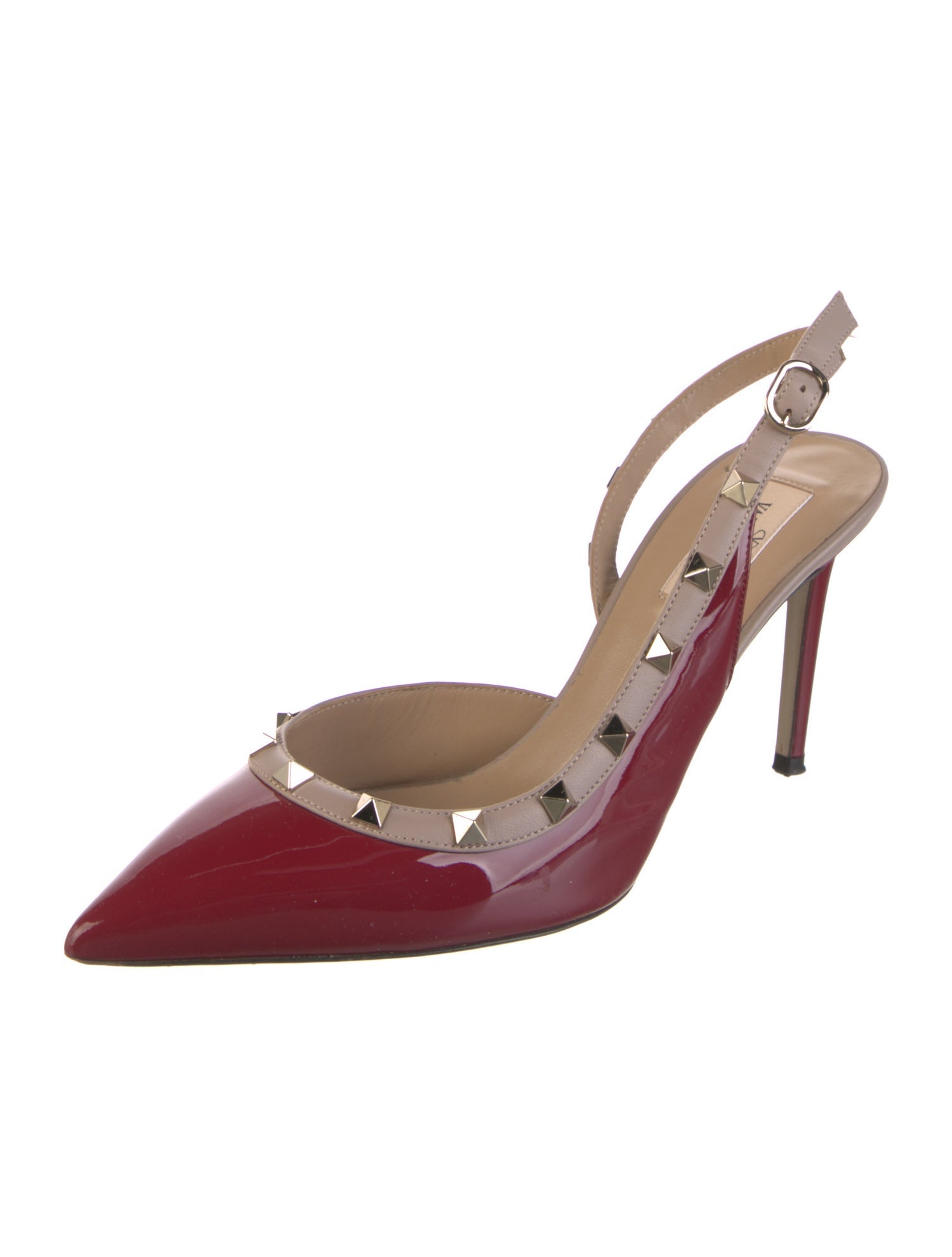Valentino Rockstud Accents Patent Leather Slingback Pumps