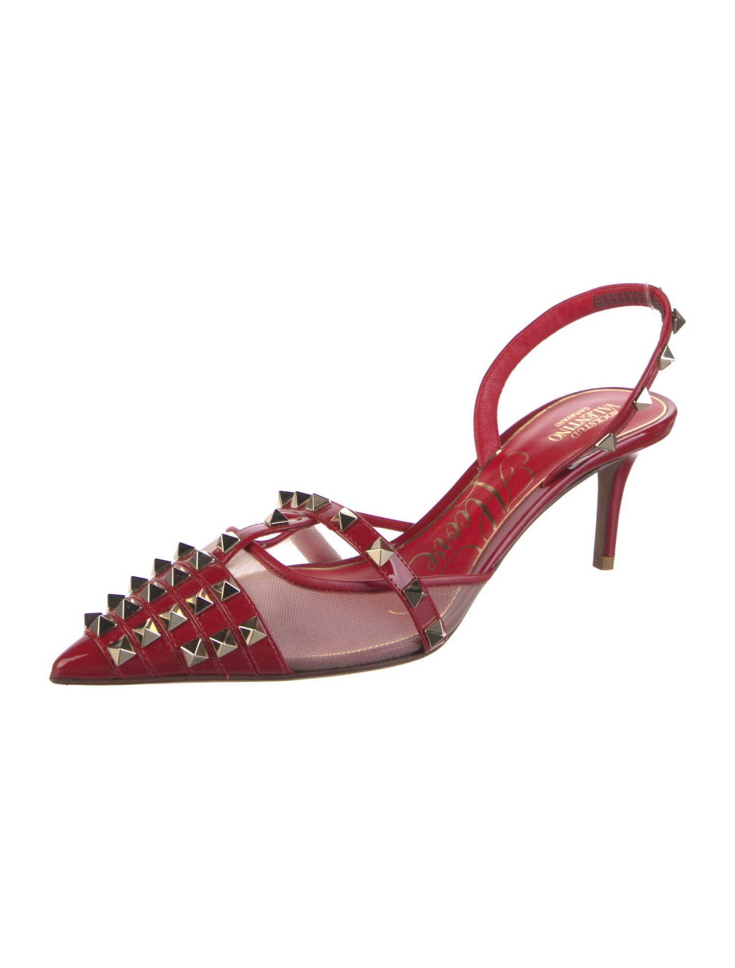 Valentino Rockstud Accents Leather Slingback Pumps