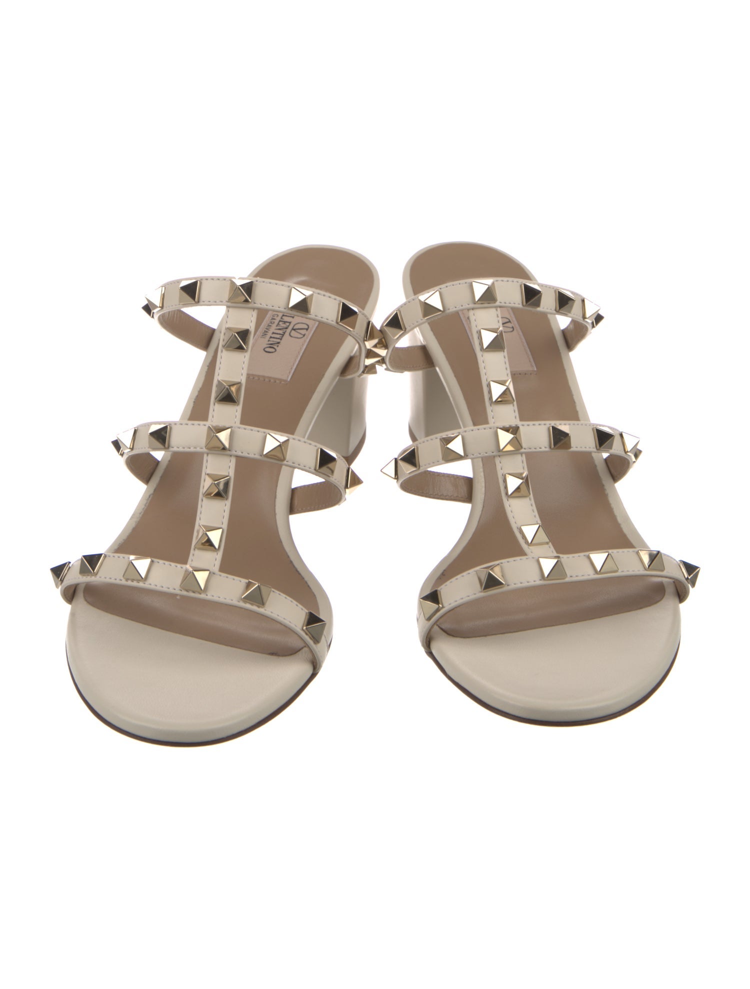Valentino Rockstud Accents Leather T-Strap Sandals w/ Tags