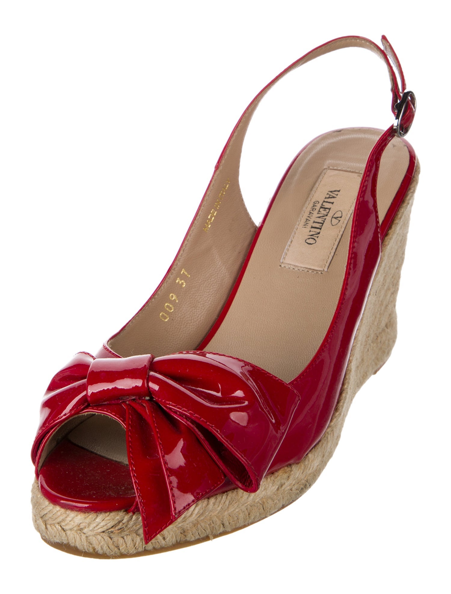 Valentino Patent Leather Bow Accents Espadrilles